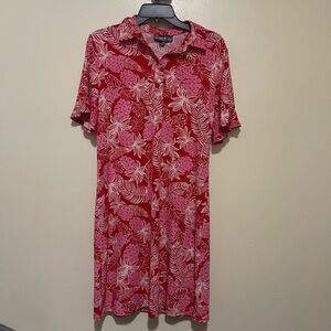 Harper Red and White Leaf Print Shirt